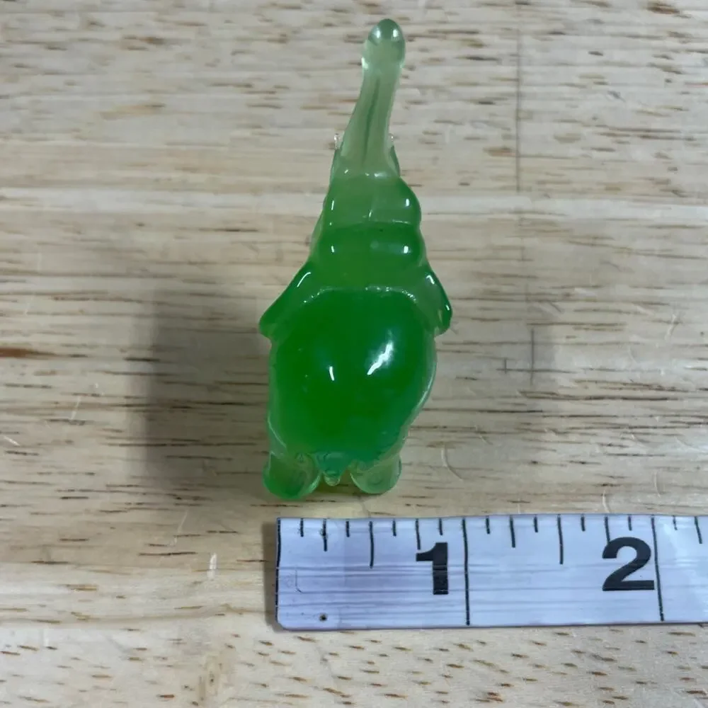 Vintage Set of 8 Green Glass Handmade Elephant Figurines Good Used Condition